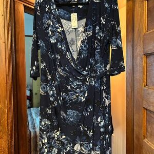 Dressbarn Navy and White Floral Dress